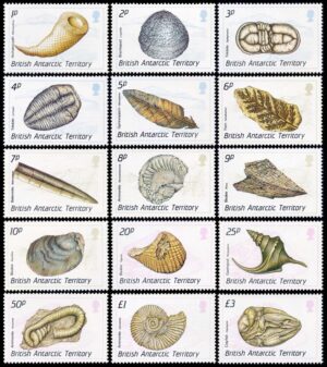 BRITISH ANTARCTIC (BAT) STAMPS, 1990 - ORDINARY STAMPS - ANTARCTIC FOSSILS - YV 176/90 - 15 VALUES - MNH