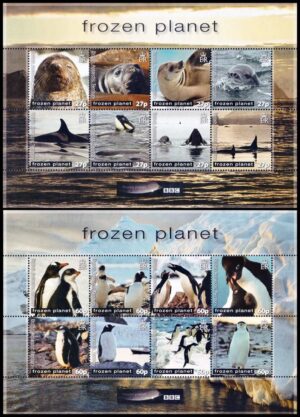 ANTARTIDA BRITANICA (BAT) 2011 - FANA ANTARTICA - FROZEN PLANET - PINGUINOS - MAMIFEROS MARINOS - YV 528/43 - 2 HOJITAS - NUEVO - MINT