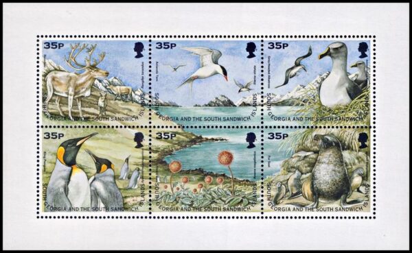 GEORGIAS DEL SUR/SELLOS, 1998 - FAUNA Y FLORA - LA VIDA SALVAJE - YV 278/83 - HOJITA - NUEVO - MINT