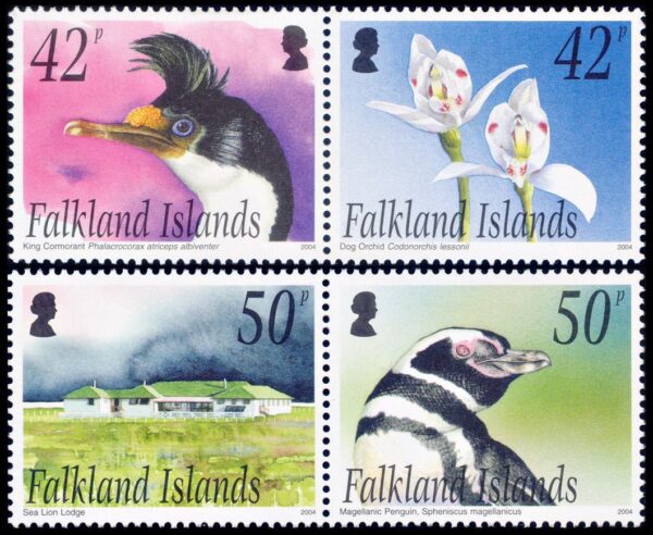 MALVINAS/SELLOS, 2004 - ISLAS - FAUNA - FLORA - SEA LYON ISLAND - YV 886/889 - 4 VALORES - NUEVO - MINT