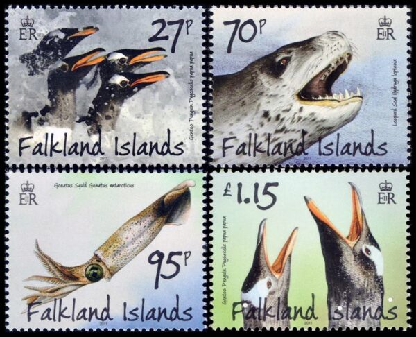 MALVINAS/STAMPS, 2011 - MARINE FAUNA - PENGUINS - SEA LEOPARD - SQUID - YV 1089/92 - 4 VALUES - MNH