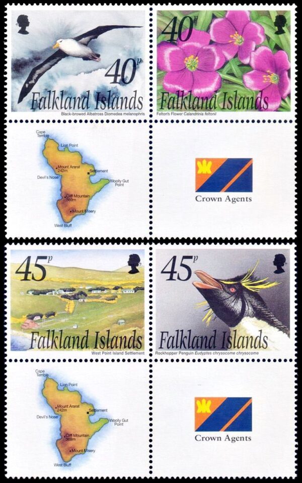 MALVINAS/STAMPS, 2002 - ISLANDS - FAUNA - FLORA - WEST POINT ISLAND - BIRDS - FLOWERS - YV 835/38 - 4 VALUES - MNH
