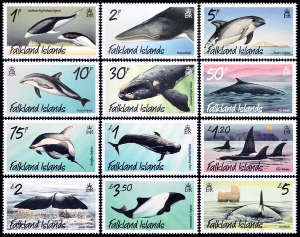 MALVINAS/STAMPS, 2012 - DEFINITIVES STAMPS - CETACEANS - WHALES AND DOLPHINS - YV 1115/26 - 12 VALUES - MNH