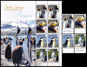 GEORGIAS DEL SUR/SELLOS, 2010 - AVES - PINGUINOS DE LAS GEORGIAS DEL SUR - YV 499/502 + 4 VALORES + HOJA - NUEVO - MINT