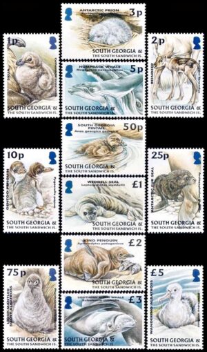 GEORGIAS DEL SUR/SELLOS, 2004  - SELLOS ORDINARIOS - ANIMALES BEBES - YV 381/92 - 12 VALORES - NUEVO - MINT