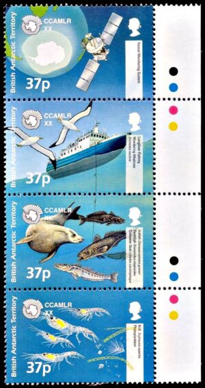 ANTARTIDA BRITANICA (BAT) SELLOS, 2002 - CONVENCION POR LA CONSERVACION DE RECURSOS MARINOS DE LA ANTARTIDA - YV 345/48 - 4 VALORES - NUEVO - MINT