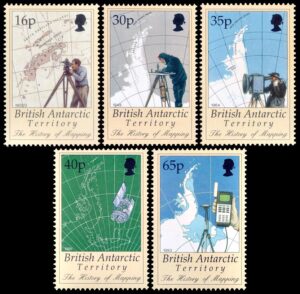 ANTARTIDA BRITANICA (BAT) SELLOS, 1998 - HISTORIA DE LA CARTOGRAFÍA - MAPAS - YV 281/85 - 5 VALORES - NUEVO - MINT