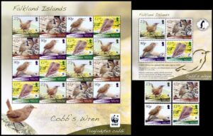 MALVINAS/SELLOS, 2009 -  W.W.F. PROTECCION DE LA NATURALEZA - CHOCHIN MALVINERO - YV 1042/45 + BF 40 - 4 VALORES + HOJITA + BLOQUE - NUEVO - MINT