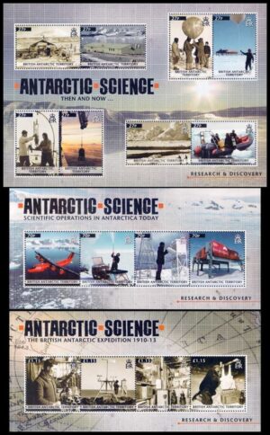 ANTARTIDA BRITANICA(BAT) SELLOS, 2011 - EXPEDICION ANTARTICA 1910 - MISION CIENTIFICA - YV 556/571 - 3 HOJITAS - NUEVO - MINT