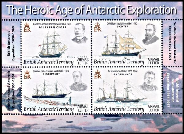 BRITISH ANTARCTIC (BAT) STAMPS, 2008 - SHIPS - ANTARCTIC EXPLORATION - EXPLORERS AND NAVALISTS - YB BF 13 - SOUV SHEET - MNH