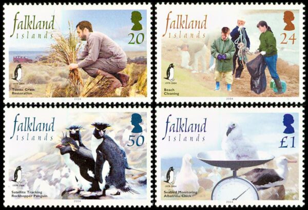 MALVINAS/SELLOS, 2004 - PROTECCION DE LA NATURALEZA - PINGUINOS - YV 878/81 - 4 VALORES - NUEVO - MINT