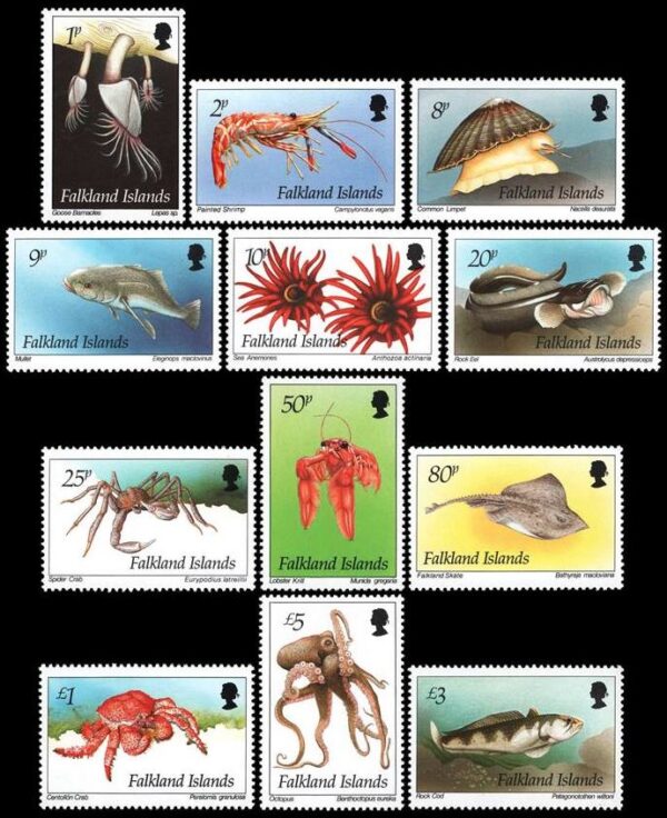 MALVINAS/STAMPS, 1994 - ORDINARY STAMPS - MARINE LIFE - YV 618/629 - 12 VALUES - MNH