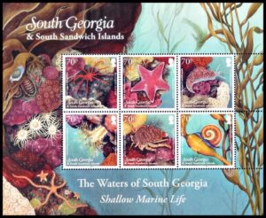 GEORGIAS DEL SUR/SELLOS, 2012 -  FAUNA MARINA - YV 536/41 - HOJITA - NUEVO - MINT