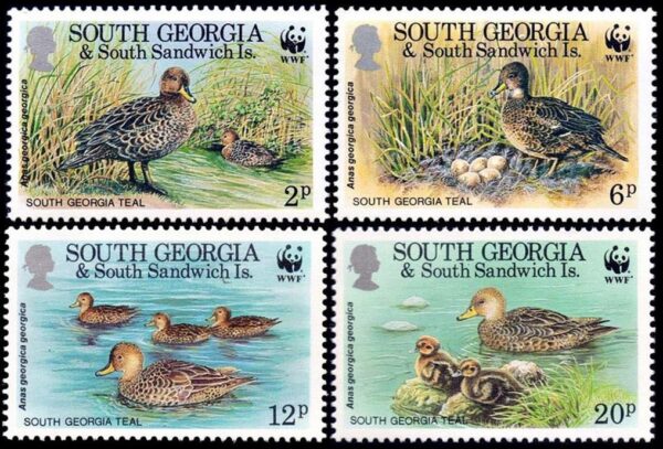 SOUTH GEORGIAS/STAMPS, 1992 - W.W.F. - NATURE PROTECTION - CORN DUCK - YV 219/22 - 4 VALUES - MNH