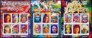 NACIONES UNIDAS (ONU) SELLOS, 2009 - PUEBLOS AUTOCTONOS - YV 1148/53 (NY) 676/81 (G) 630/35 (V) - 3 HOJITAS - NUEVO - MINT