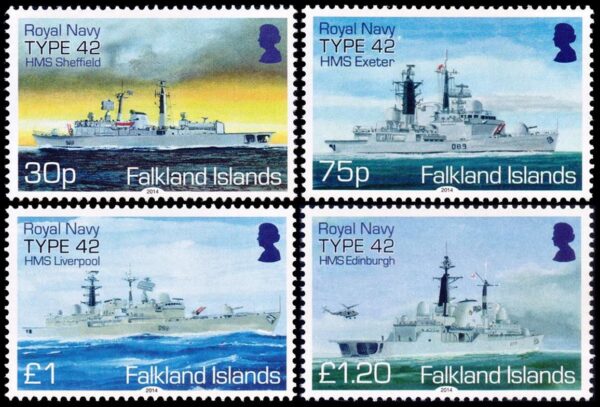 MALVINAS/SELLOS, 2014 - BARCOS DE GUERRA - YV 1189/92 - 4 VALORES - NUEVO - MINT