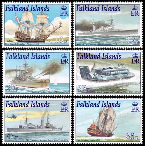 MALVINAS/SELLOS, 2001 - BARCOS - ARMADA REAL - YV 799/804 - 6 VALORES - NUEVO - MINT