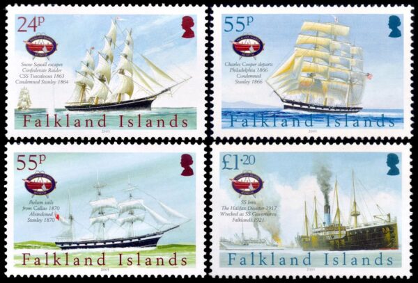 MALVINAS/SELLOS, 2005 - BARCOS - PATRIMONIO MARITIMO - YV 914/17 - 4 VALORES - NUEVO - MINT