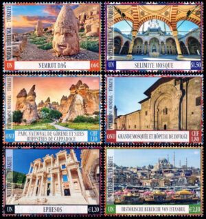 NACIONES UNIDAS (ONU) 2023 - PATRIMONIO MUNDIAL - TURQUIA - YV 1834/35 (NY) 1192/93 (G) 1167/68 (V) - 6 VALORES - NUEVO - MINT