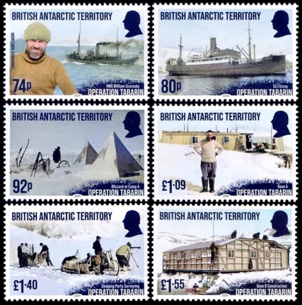 ANTARTIDA BRITANICA (BAT) SELLOS, 2024 - OPERACION TABARIN - BARCOS - BASES ANTARTICAS - YV 849/54 - 6 VALORES - NUEVO - MINT