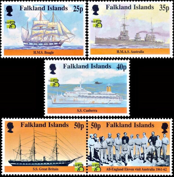 MALVINAS/SELLOS, 1999 - BARCOS - YV 742/46 - 5 VALORES - NUEVO - MINT