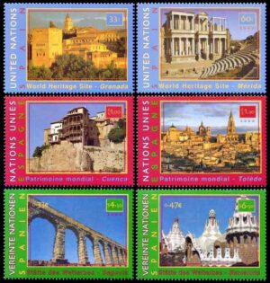 NACIONES UNIDAS (ONU) 2000 -  PATRIMONIO MUNDIAL - ESPAÑA - YV 830/31 (NY) 415/16 (G) 333/34  (V) - 6 VALORES - NUEVO