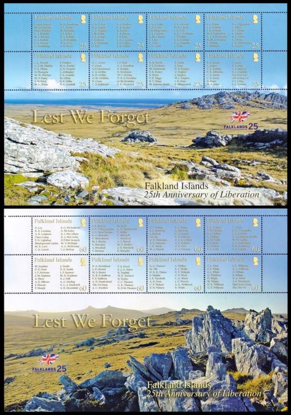 MALVINAS/STAMPS, 2007 - 25TH ANNIVERSARY OF THE END OF THE MALVINAS WAR - YV 964/79 - 2 SHEETS -  MNH