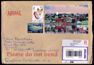 MALVINAS/SOBRES, 2025 - CARTA CIRCULADA DE PORT STANLEY A FLORIDA (E.E.U.U.) - REGISTRADA
