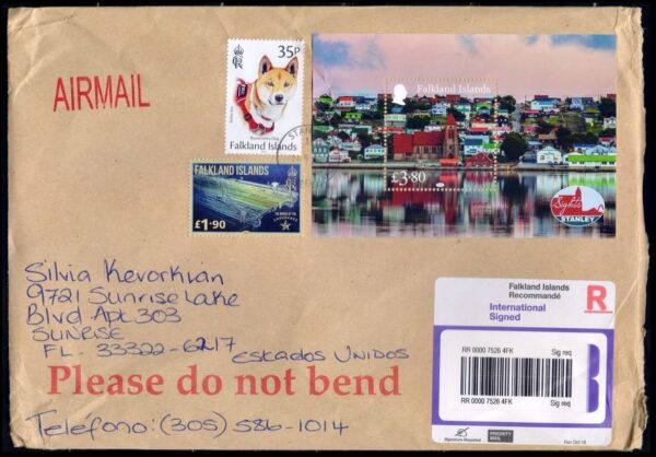 MALVINAS/SOBRES, 2025 - CARTA CIRCULADA DE PORT STANLEY A FLORIDA (E.E.U.U.) - REGISTRADA