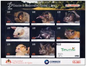 ECUADOR/SELLOS, 2019 - FAUNA - MURCIELAGOS - BIODIVERSIDAD - YV 2954/62 - HOJITA - NUEVO