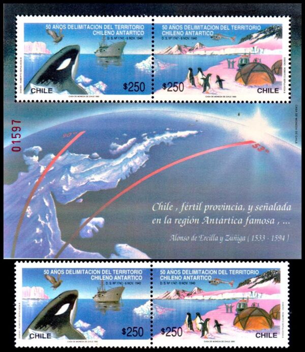 CHILE/SELLOS - ANTARTICA CHILENA - FAUNA DE LA ANTARTIDA - YV 1017/18 + BLOQUE 38 - 2 VALORES + BLOQUE - NUEVO - MINT