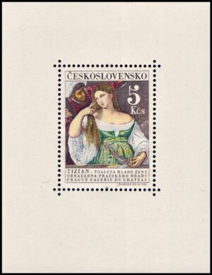 CHECOSLOVAQUIA/SELLOS, 1965 - PINTURAS - TIZIANO - "JOVEN DAMA EN SU BAÑO MATUTINO" - YV BF 26 - BLOQUE - NUEVO - MINT