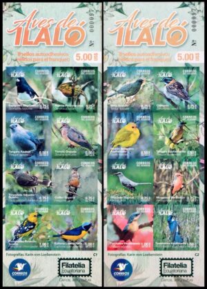 ECUADOR/SELLS, 2019 - FAUNA - AVES DE ILALO -  YV C 2863 C 2871 - 2 CARNETS AUTOADHESIVOS