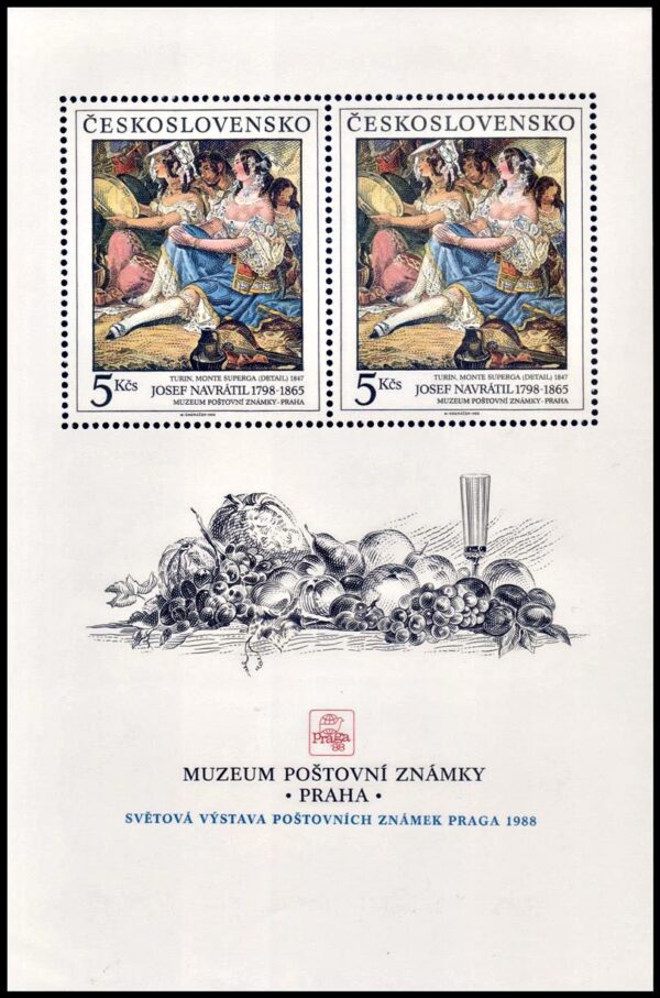 CZECHOSLOVAKIA/STAMPS, 1988 - PAINTINGS - JOSEF NAVRATIL - "TURIN, MONTE SUPERGA" - YV BF 82 - SOUV SHEET - MNH