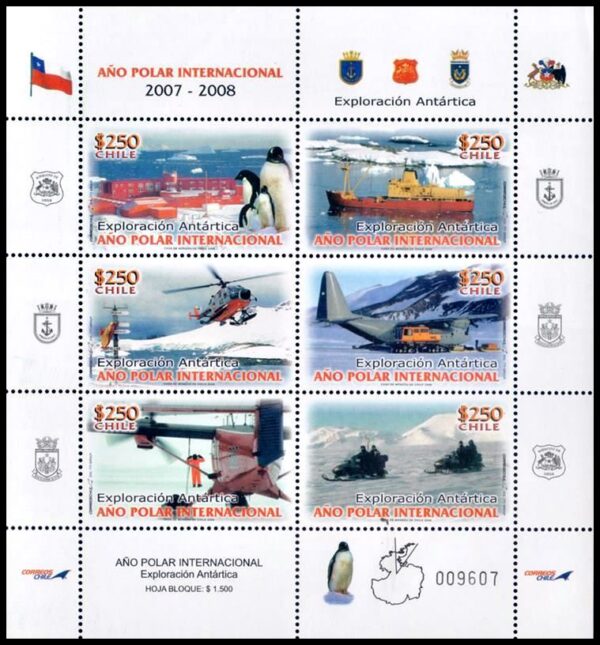 CHILE/SELLOS, 2008 - AÑO POLAR INTERNACIONAL - Y7V 1797/1802 - HOJITA - NUEVO - MINT