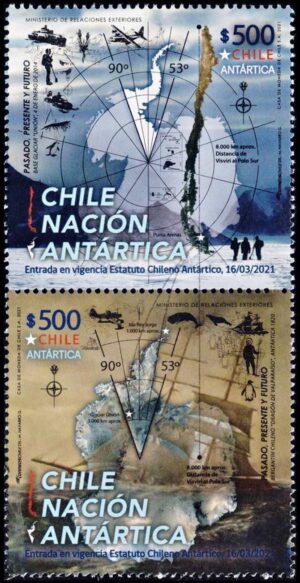 CHILE/SELLOS, 2021 - ANTARTICA CHILENA - MAPA - BARCOS - YV 2171/72 - 2 VALORES - NUEVO - MINT