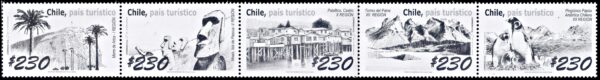 CHILE/STAMPS, 2006 - TOURISM - SITES AND PLACES - YV 1706/10 - 5 VALUES - MNH