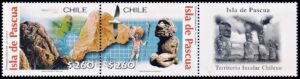 CHILE/SELLOS. 2001 - ISLA DE PASCUA - MAPAS - NATIVOS - ESTATUAS - AVES - YV 1586/87 - 2 VALORES - NUEVO - MINT