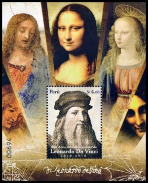 PERU/SELLOS, 2019 - LEONARDO DA VINCI - PINTURA - LA GIOCONDA - YV BF 98 - BLOQUE - NUEVO