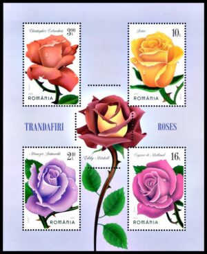 RUMANIA/SELLOS, 2022 - FLORES - ROSAS - YV BF 621 - BLOQUE - NUEVO - MINT