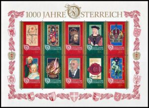 AUSTRIA/SELLOS, 1996 - MILENARIO DE AUSTRIA - YV 2024/33 - HOJA - NUEVO - MINT