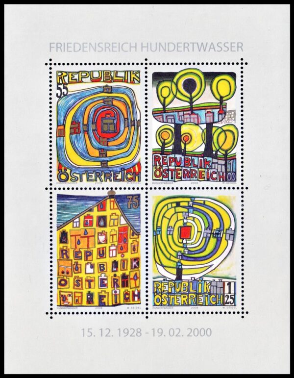 AUSTRIA/STAMPS, 2008 - PAINTINGS - FRIEDENSREICH HUNDERTWASSER - YV BF 50 - BLOCK - MNH