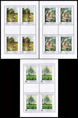 REPUBLICA CHECA/SELLOS, 2005 – OBRAS DE ARTE – PINTORES CHECOS - YV 412/14 - 3 HOJITAS - NUEVO - MINT