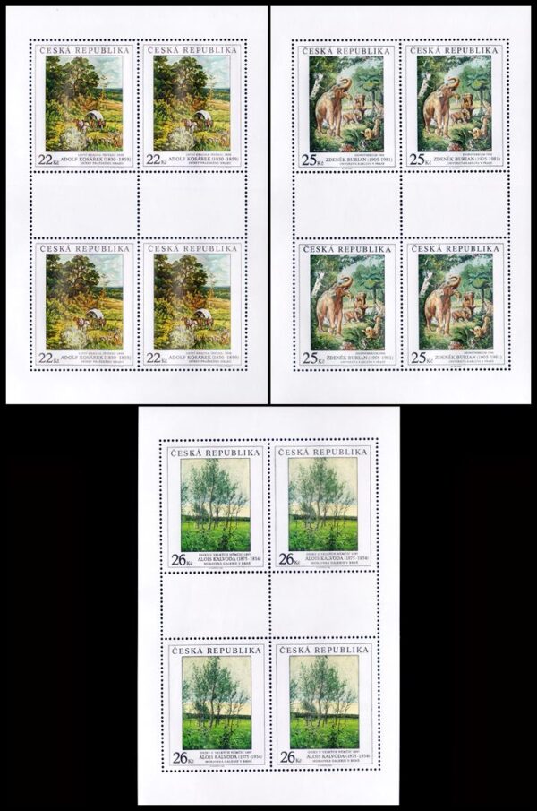 REPUBLICA CHECA/SELLOS, 2005 – OBRAS DE ARTE – PINTORES CHECOS - YV 412/14 - 3 HOJITAS - NUEVO - MINT