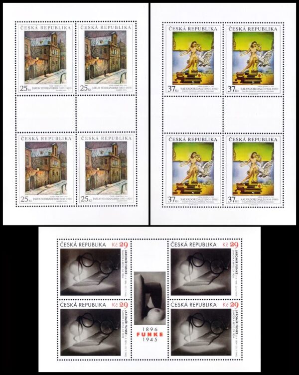 REPUBLICA CHECA/SELLOS, 2005 – OBRAS DE ARTE - PINTURAS - YV 748/50 - 3 HOJITAS - NUEVO - MINT