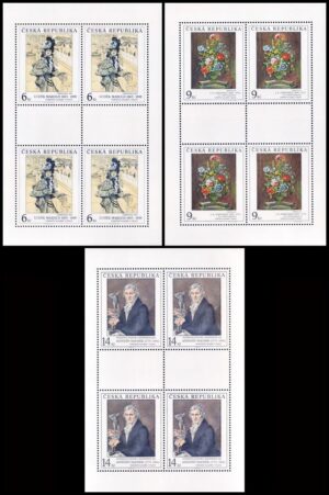REPUBLICA CHECA/SELLOS, 1995 – OBRAS DE ARTE DE LA GALERIA NACIONAL DE PRAGA – PINTURAS - YV 95/97 - 3 HOJITAS - NUEVO - MINT