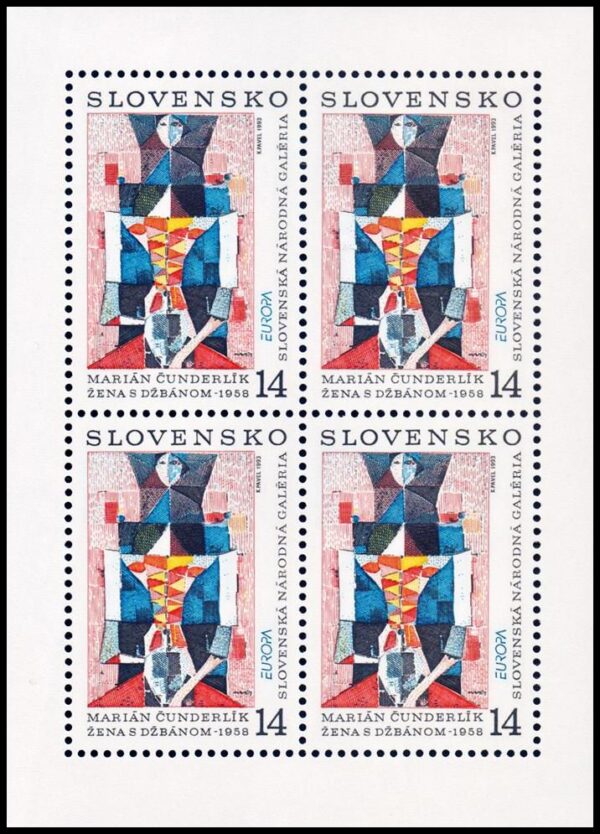 ESLOVAQUIA/SELLOS, 1993 - ARTE CONTEMPORANEO - EUROPA - YV 140 - HOJITA - NUEVO - MINT