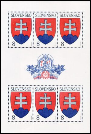 ESLOVAQUIA/SELLOS, 1993 - SELLOS ORDINARIOS - ESCUDOS - YV 128 - HOJITA - NUEVO - MINT
