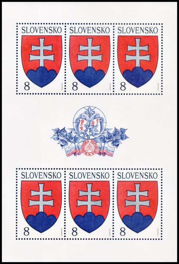 ESLOVAQUIA/SELLOS, 1993 - SELLOS ORDINARIOS - ESCUDOS - YV 128 - HOJITA - NUEVO - MINT