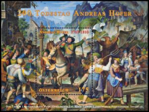 AUSTRIA/SELLOS, 2010 - PINTURAS - JOSEPH ANTON KOCH - PATRIOTA TIROLES - ANDREAS HOFER - YV F-BF 60 - BLOQUE - NUEVO - MINT